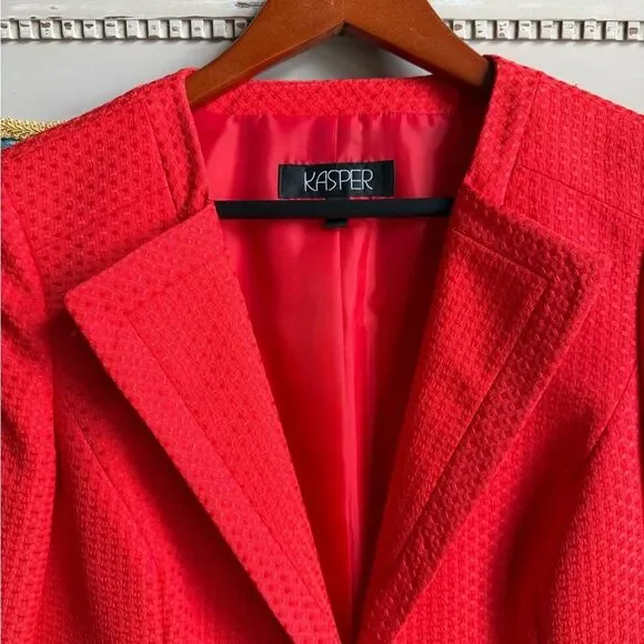 Kasper Women's Vibrant Orange Textured Blazer - Picture 5 of 6